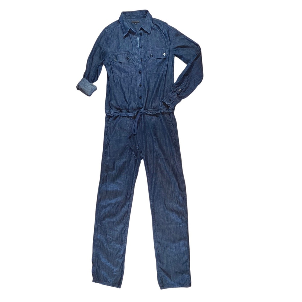 Citizens of Humanity Women S Jumpsuit Dark Wash Chambray Utility Button Front